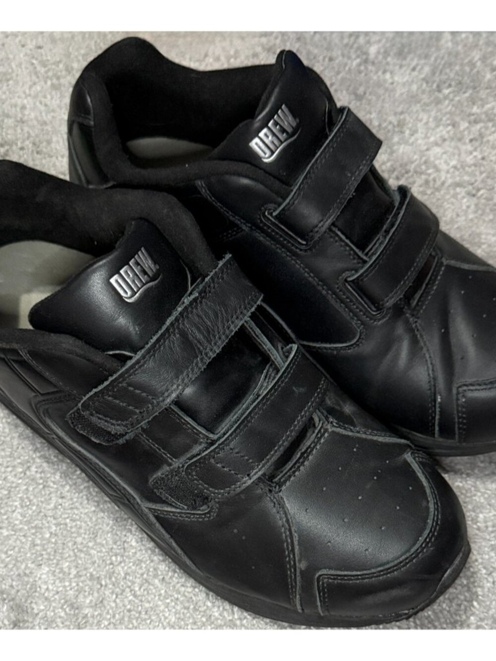 Drew Force V Shoes Mens Size 14 6E Black Leather Hook & Loop Walking Comfort
